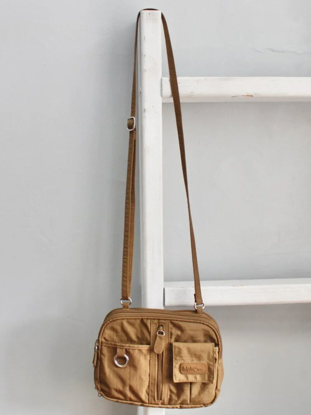 MultiSac Vintage Y2K Brown Nylon Utility Gorpcore Crossbody Bag Purse - Picture 2 of 7